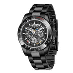 Pagani Design PD-1777 full black PVD skeleton automatic watch with black steel bracelet