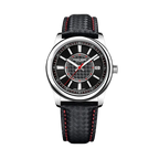 PAGANI DESIGN PD-1778 automatic watch with black dial red accents and carbon-fiber leather strap