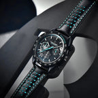 PAGANI DESIGN PD-1779 Lunar Watch skeleton chronograph with black dial and perforated leather strap