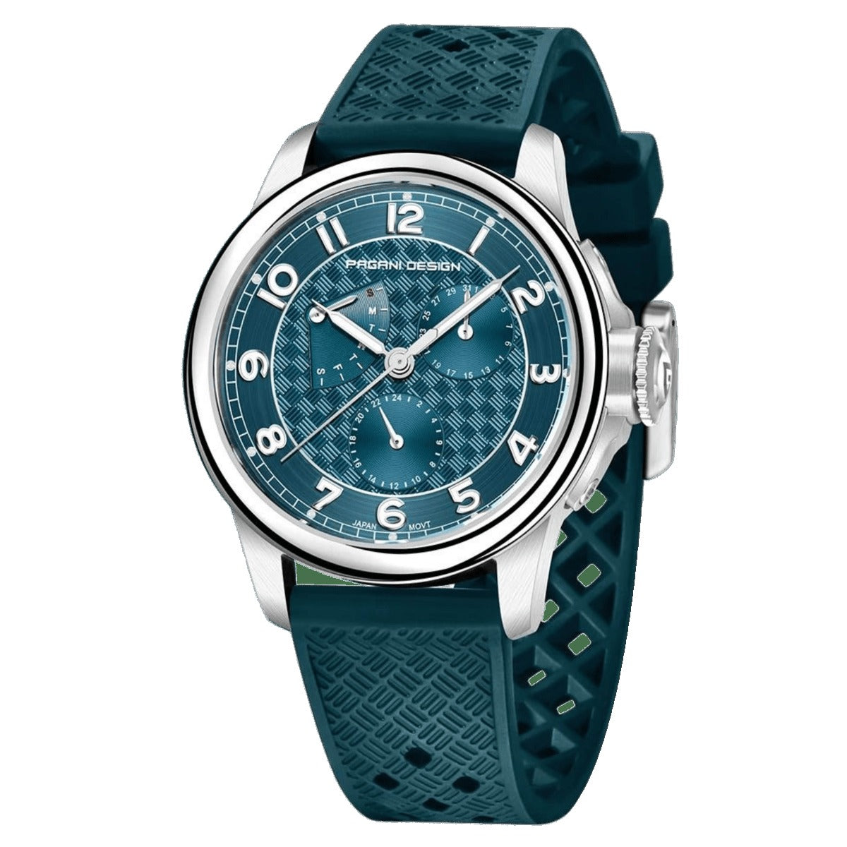 Pagani Design PD-1780 teal blue dial with matching teal rubber strap and stainless steel case