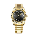 PAGANI DESIGN PD-1783 automatic watch with black dial and gold bracelet front view