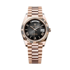 PAGANI DESIGN PD-1783 automatic watch with black dial and rose gold bracelet front view