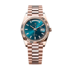 PAGANI DESIGN PD-1783 automatic watch with teal blue dial and rose gold bracelet front view