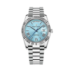 PAGANI DESIGN PD-1783 automatic watch with ice blue dial and silver bracelet front view