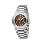 PAGANI DESIGN PD-1786 chronograph moon phase watch with brown dial and silver bracelet front