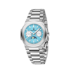 PAGANI DESIGN PD-1786 chronograph moon phase watch with sky blue dial and silver bracelet front