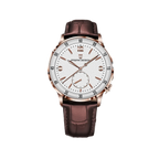 PAGANI DESIGN PD-1790 automatic watch with white dial rose gold case and brown leather strap front