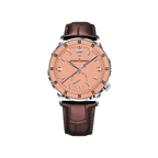 PAGANI DESIGN PD-1790 automatic dress watch with salmon pink dial, silver case and brown leather strap
