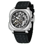 Pagani Design PD-1791 black skeleton dial on a textured black rubber strap, brushed steel case