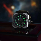 Pagani Design PD-1791 lume demonstration: green luminous hands and hour markers glowing in the dark