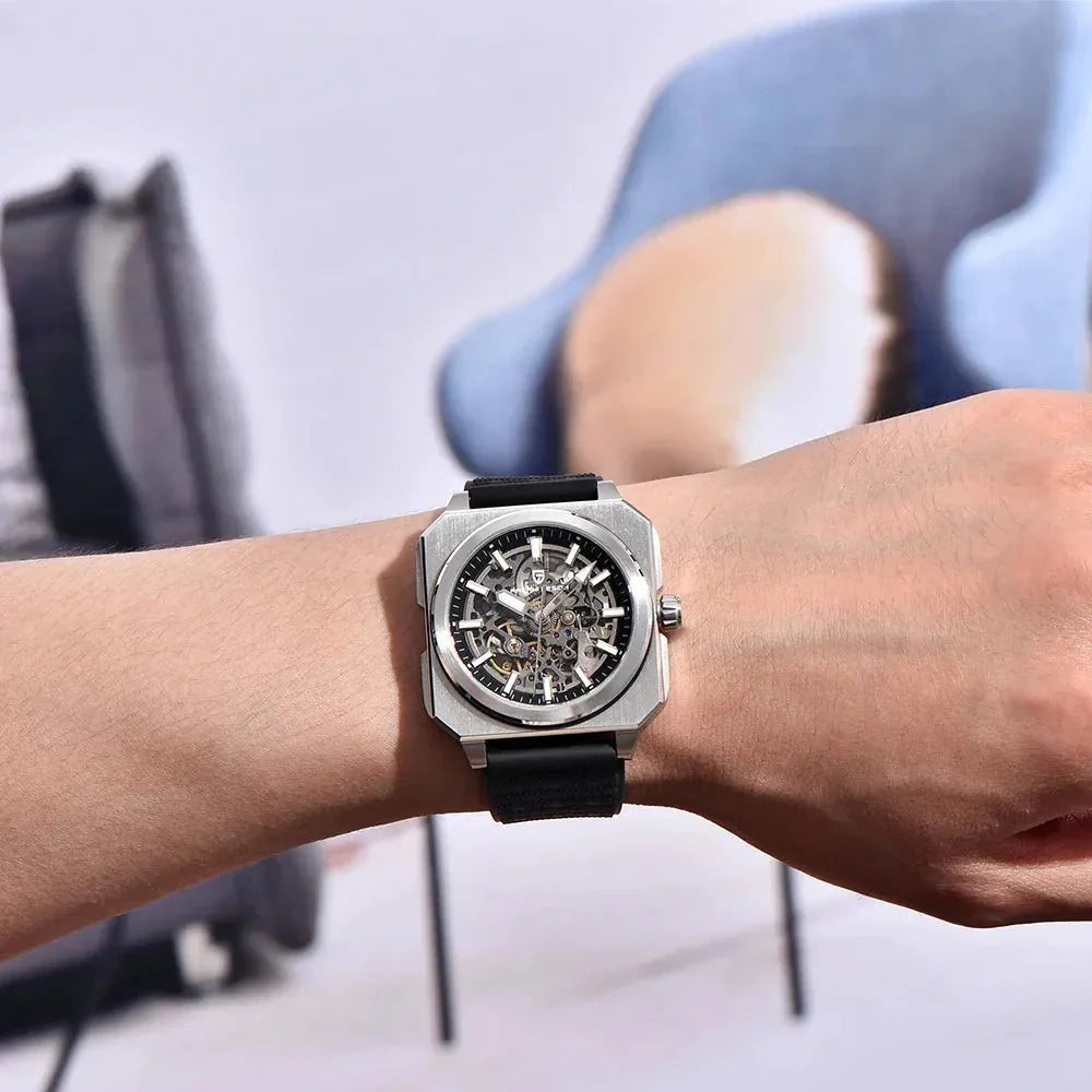 Pagani Design PD-1791 worn on a man's wrist with black strap, showing the 42mm case proportions