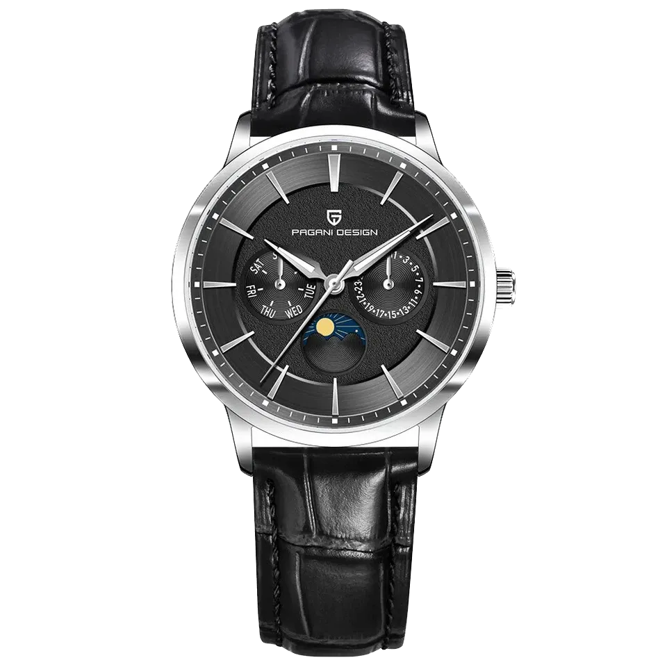 PAGANI DESIGN PD-1795 Men Quartz Watch Sapphire Glass Moonphase 100M Waterproof-PrimeTimepiece
