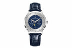 PAGANI DESIGN PD-1795 moonphase watch with blue dial and blue leather strap, front view