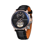 PAGANI DESIGN PD-1796 tourbillon watch with rose gold case and black dial, front view