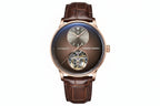 PAGANI DESIGN PD-1796 tourbillon watch in rose gold with brown dial and leather strap, front