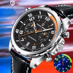 PAGANI DESIGN PD-1811 sports chronograph black dial detail with lume display