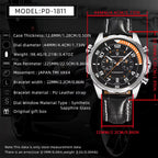 PAGANI DESIGN PD-1811 specifications graphic with case dimensions and movement details