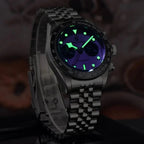 PAGANI DESIGN PD-1813 BB Flamingo chronograph watch lume glow detail in low light