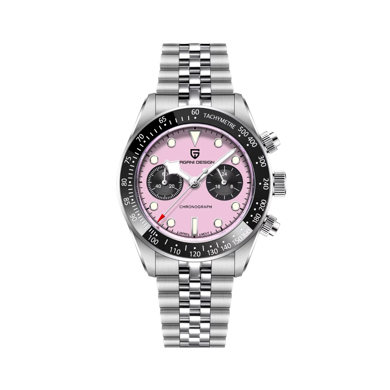 PAGANI DESIGN PD-1813 BB Flamingo chronograph watch with pink dial, front view