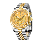 PAGANI DESIGN PD-1814 rattrapante chronograph with gold dial and two-tone bracelet, front