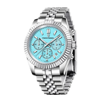 PAGANI DESIGN PD-1814 rattrapante chronograph with sky blue dial, front view