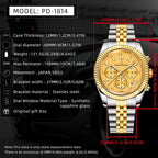 PAGANI DESIGN PD-1814 rattrapante watch specifications, 40mm case and Japan VD53 movement