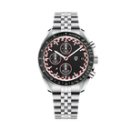 PAGANI DESIGN PD-1816 VK67 chronograph with red accent dial and steel bracelet, front view