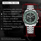 PAGANI DESIGN PD-1816 specifications graphic with VK67 movement and case dimensions