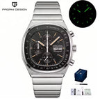 Pagani Design PD-1819 black dial 40mm chronograph on steel bracelet, with lume and gift box