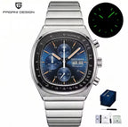 Pagani Design PD-1819 blue dial chronograph, integrated steel bracelet and day-date window