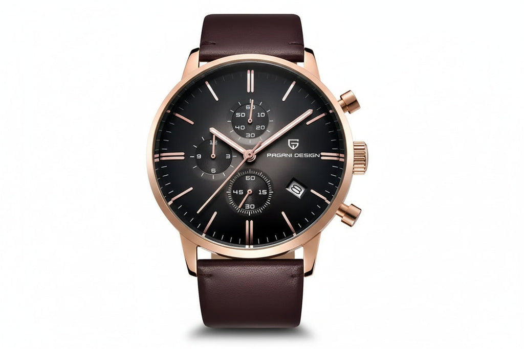 PAGANI DESIGN PD-2720K chronograph with silver case, white dial and steel bracelet, front view
