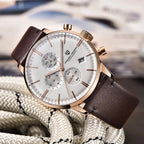 PAGANI DESIGN PD-2720K chronograph with rose gold case and white dial styled with rope prop