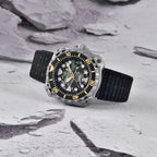 PAGANI DESIGN PD-YN009 camouflage hollow dial men's watch on black rubber strap, front view