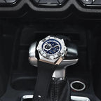 Pagani Design PD-YS007 skeleton automatic watch with blue dial on car steering wheel