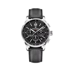PAGANI DESIGN PD-YS008 VK63 chronograph watch black dial silver case black fabric strap front view