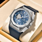 PAGANI DESIGN PD-YS010 skeleton watch specifications graphic with dimensions