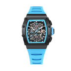 PAGANI DESIGN PD-YS011 skeleton chronograph, black case light blue strap