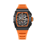 PAGANI DESIGN PD-YS011 skeleton chronograph, black case orange strap