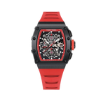 PAGANI DESIGN PD-YS011 skeleton chronograph, black case red strap