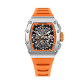 PAGANI DESIGN PD-YS011 skeleton chronograph, orange strap front view