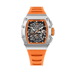 PAGANI DESIGN PD-YS011 skeleton chronograph, orange strap front view