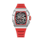 PAGANI DESIGN PD-YS011 skeleton chronograph watch, red dial front view