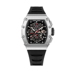 PAGANI DESIGN PD-YS011 skeleton chronograph, silver case black strap