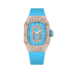 PAGANI DESIGN PD-YS013 women's tonneau watch, blue dial rose gold case