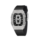 PAGANI DESIGN PD-YS013 Tonneau women's watch with black dial and diamond bezel, front view