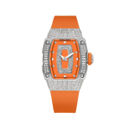 PAGANI DESIGN PD-YS013 women's tonneau watch, orange dial silver case