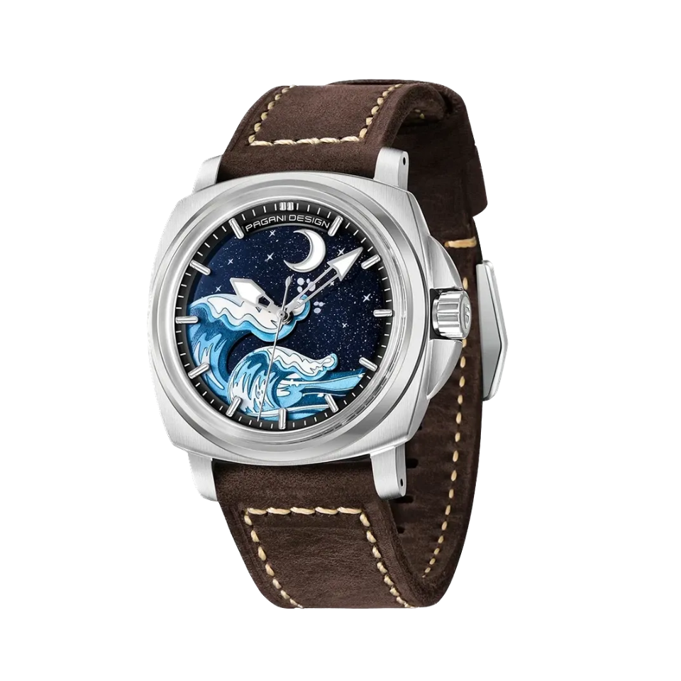 Pagani Design PD-YS014 automatic watch silver brown dial front view