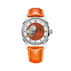 PAGANI DESIGN PD-YS015 NH39 Tourbillon men's watch with white dial and orange leather strap, front view