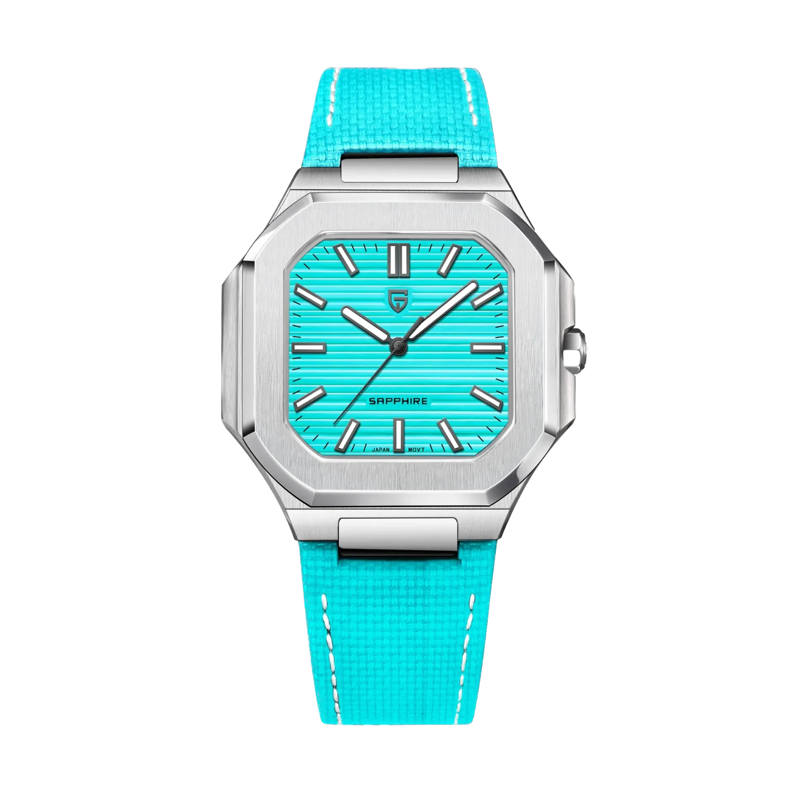 PAGANI DESIGN PD-YS019 Slim men's watch with blue dial and silver steel bracelet, front view