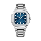 PAGANI DESIGN PD-YS019 men's watch with blue dial and silver steel bracelet, front view